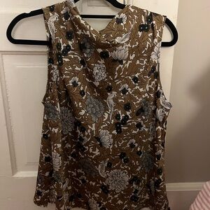Ann Taylor Brown Patterned Sleeveless Top